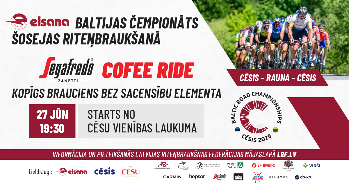 Piedalies BČ “Segafredo” Cofee Ride braucienā kopā ar Rožlapu, Karbonāri un Tjuminu