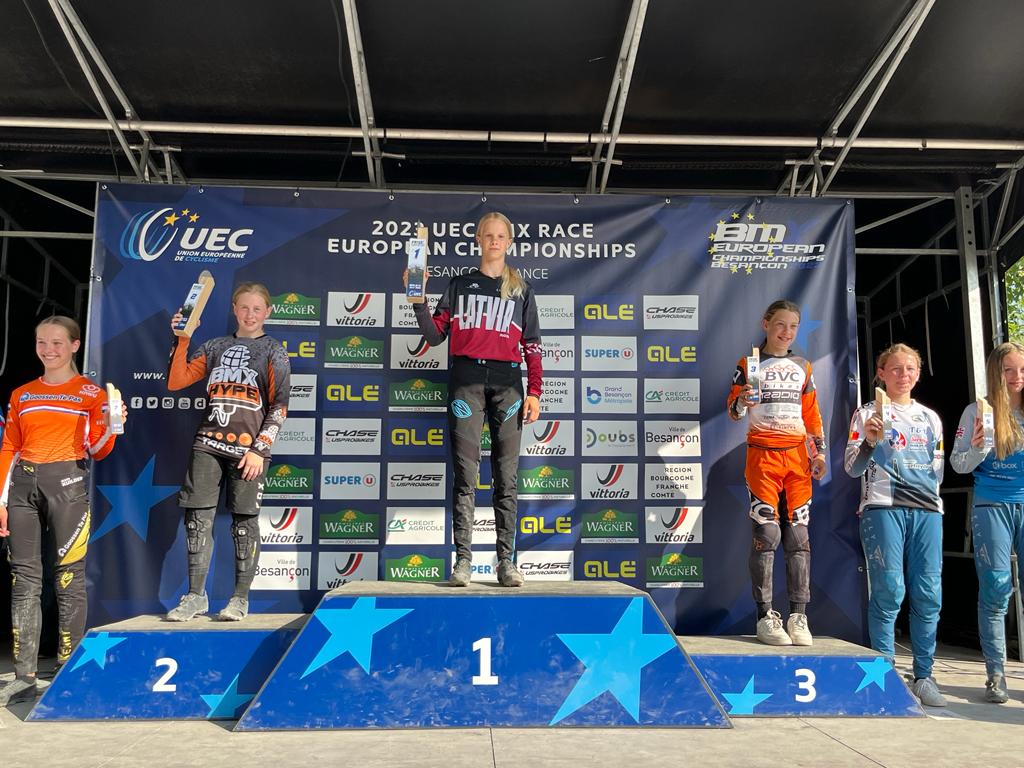 Latvijas jaunajiem sportistiem trīs godalgas UEC BMX EČ noslēdzošajā dienā