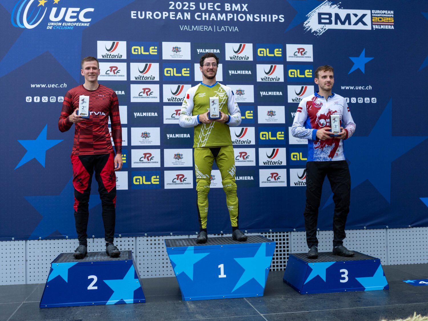 Eiropas BMX čempionāta pirmajā dienā Latvijas krūzeru braucējiem trīs godalgas