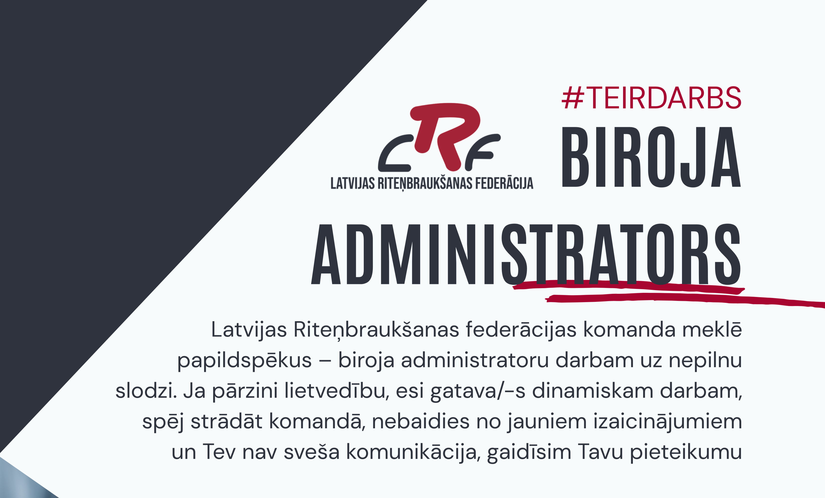 LRF aicina pieteikties uz Biroja administratores vakanci 